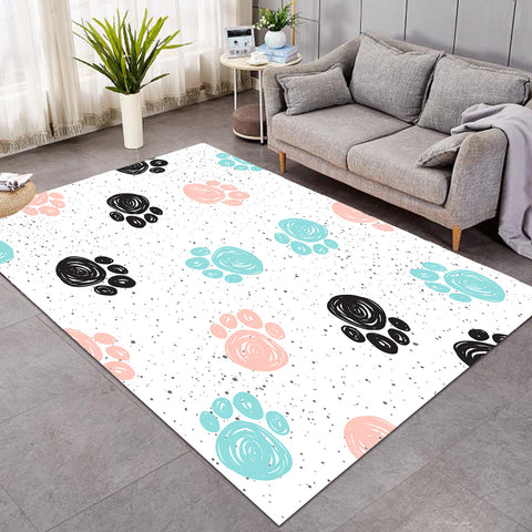 Image of Colored Paw Prints GWBJ14395 Rug