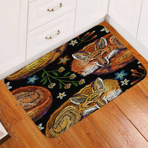 Image of Embroidered Foxes Door Mat