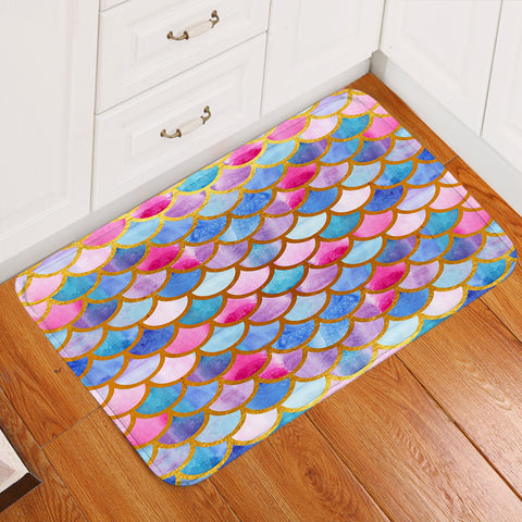 Image of Fish Scales Pattern Colorful Door Mat