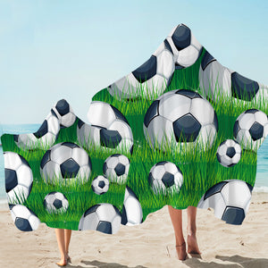 Football Balls Hooded Towel