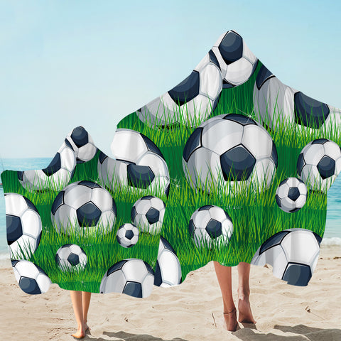 Image of Football Balls Hooded Towel