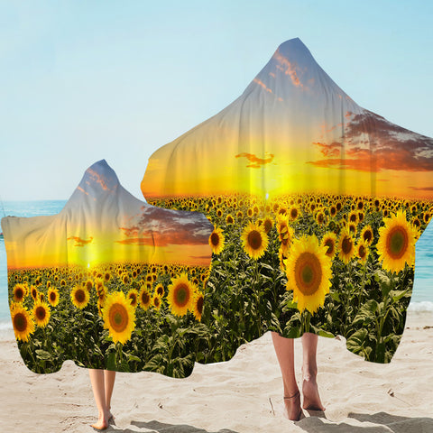 Image of Sunflower Field Hooded Towel