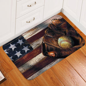 3D American Baseball Kits Door Mat