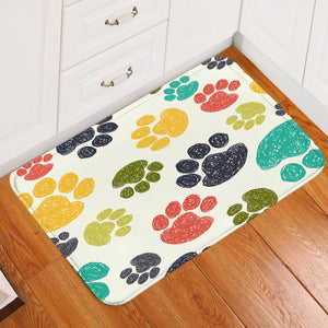 Colorful Paw Prints Door Mat