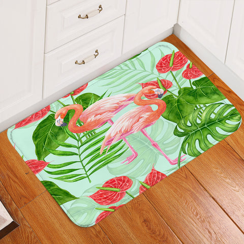Image of Tropical Flamingos Door Mat