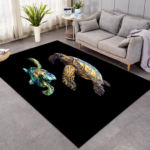 Image of 3D Turtles Black GWDD22528 Rug