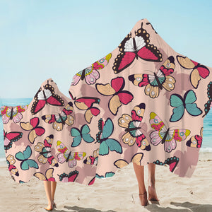 Colorful Butterflies Hooded Towel