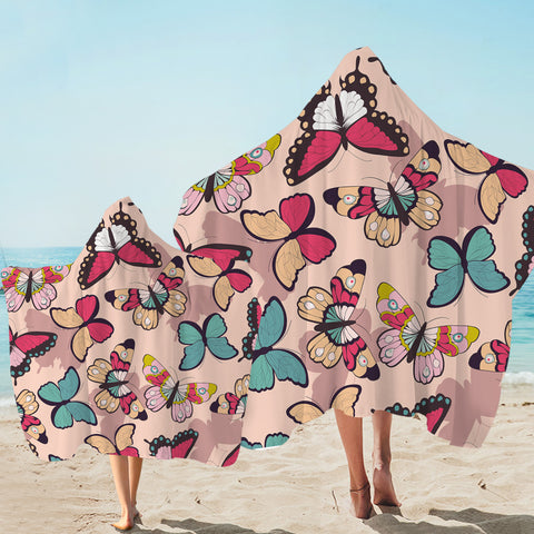 Image of Colorful Butterflies Hooded Towel