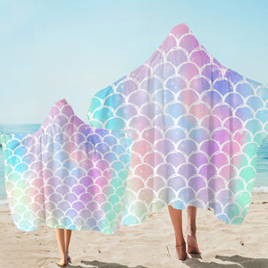 Rainbow Fish Scale Patterns Hooded Towel