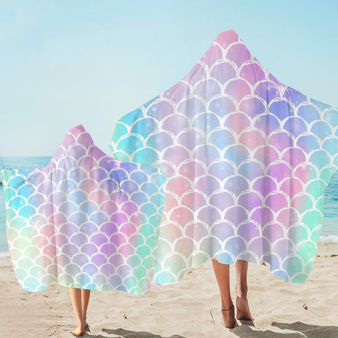 Image of Rainbow Fish Scale Patterns Hooded Towel