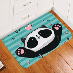 Lovely Panda Teal Door Mat