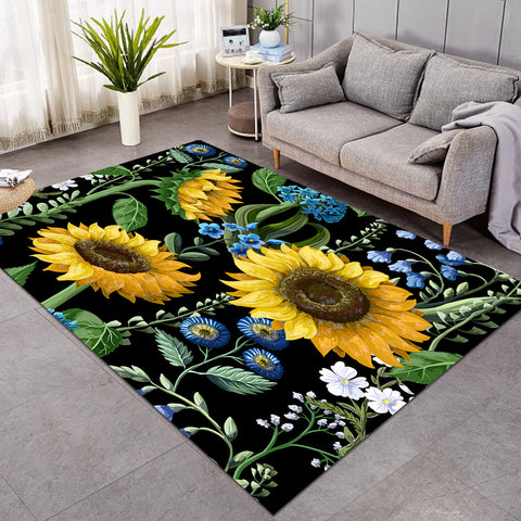 Image of Painted Sunflowers & Blue Plants GWBJ15361 Rug