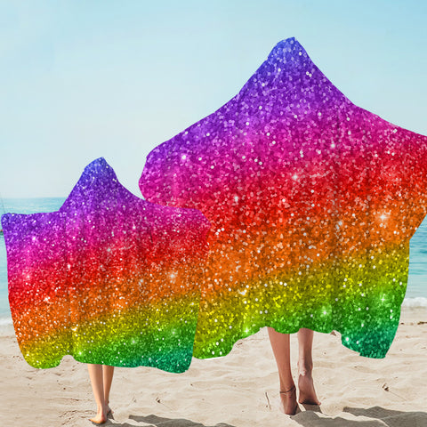 Image of Multicolor Glittered Hooded Towel
