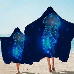 Glowing Jellyfish Blue Hooded Towel