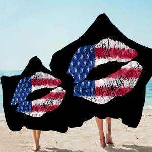 American Lips Print Hooded Towel