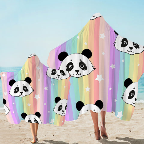 Image of Pandas Rainbow Hooded Towel