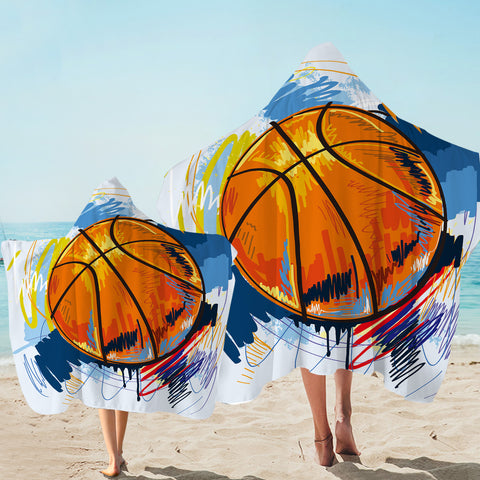 Image of Painted Basketball Hooded Towel