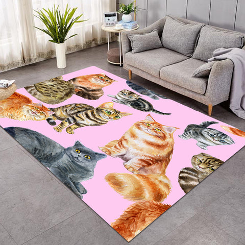 Image of Mittens Cat Pink GWBJ16065 Rug