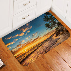 3D Sunset Palm Beach Door Mat