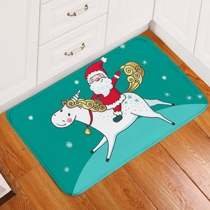 Santa Ride Teal Door Mat