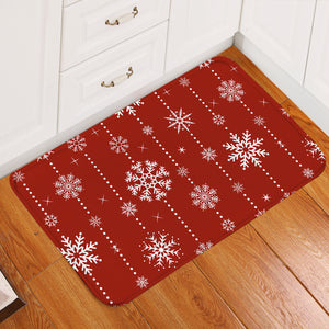 Christmas Snowflakes Red Door Mat