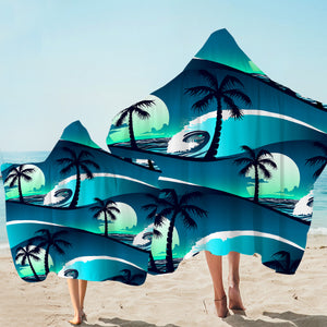 Windy Beach Night Hooded Towel