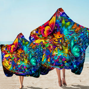 3D Hypnotic Butterflies Hooded Towel