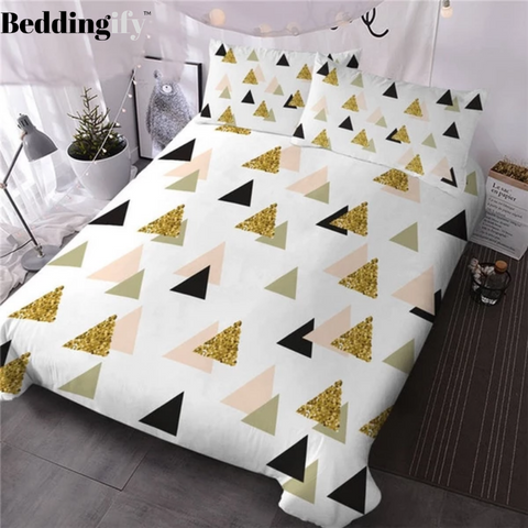 Image of Golden Geometric Comforter Set - Beddingify