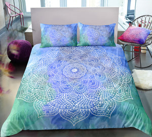 Green Blue Mandala Bedding Set - Beddingify