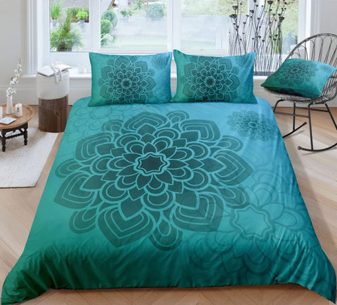 Image of Green Mandala Pattern Bedding Set - Beddingify