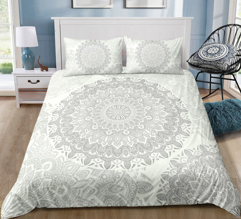 Image of Grey Mandala Pattern Bedding Set - Beddingify