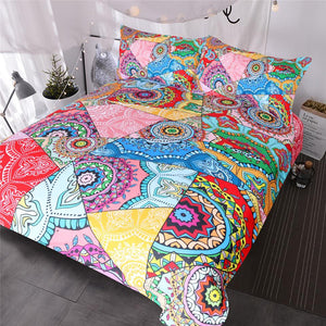 Flowers Patchwork Boho Comforter Set - Beddingify