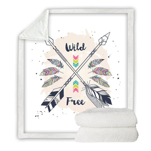 Image of Boho Arrow Feathers Cozy Soft Sherpa Blanket