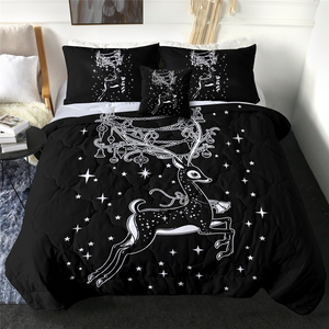 4 Pieces 3D Elegant Reindeer Starry Comforter Set - Beddingify