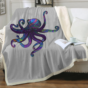 Colorful Octopus Ocean Animal Cozy Soft Sherpa Blanket