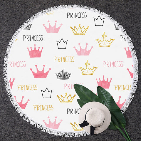 Image of Princess Crown Round Beach Towel 03