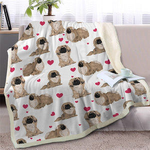 Funny Pekingese Terrier Dogs Soft Sherpa Blanket