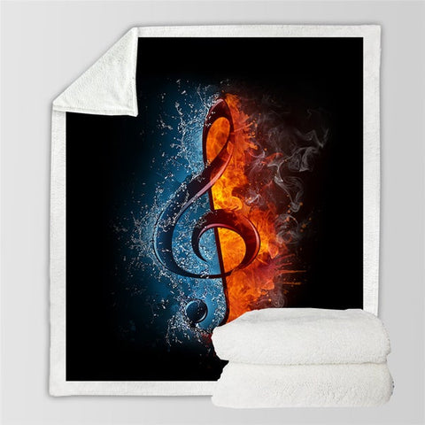 Image of Water And Fire Music Note Soft Sherpa Blanket