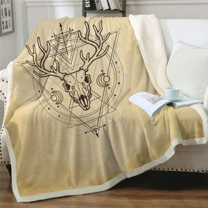 Vintage Deer Skull Cozy Soft Sherpa Blanket