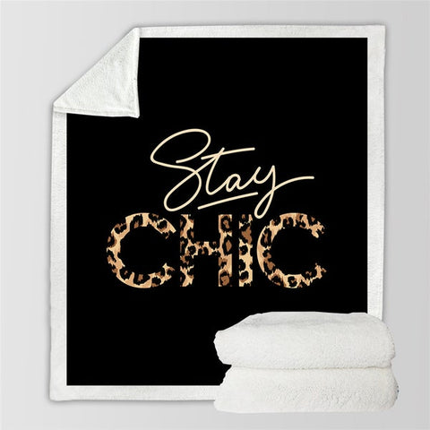 Image of Stay Chic Leopard Pattern Cozy Soft Sherpa Blanket