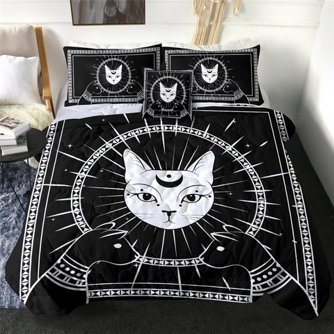 Image of 4 Pieces Egyptian Holy Cat Comforter Set - Beddingify
