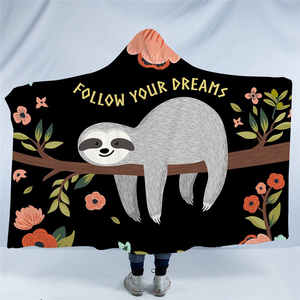 Follow Your Dream Sloth Hooded Blanket