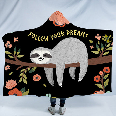 Image of Follow Your Dream Sloth Hooded Blanket