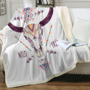 Wild Free Antelope Skull Cozy Soft Sherpa Blanket