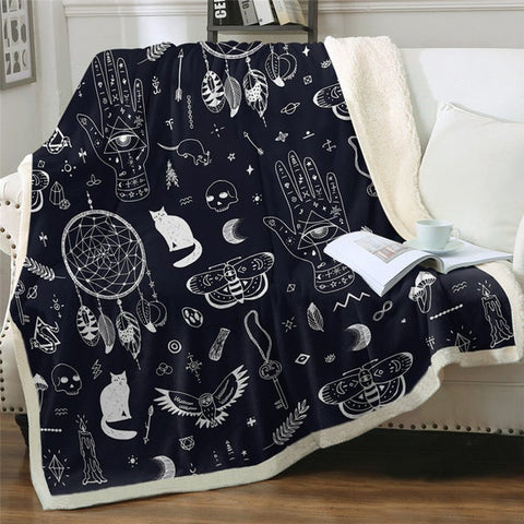 Image of Witchcraft Dreamcatcher Magical Elements Soft Sherpa Blanket