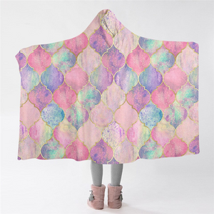 Lantern Patterns Coral Hooded Blanket