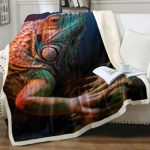 3D Printed Vivid Color Chameleon Soft Sherpa Blanket