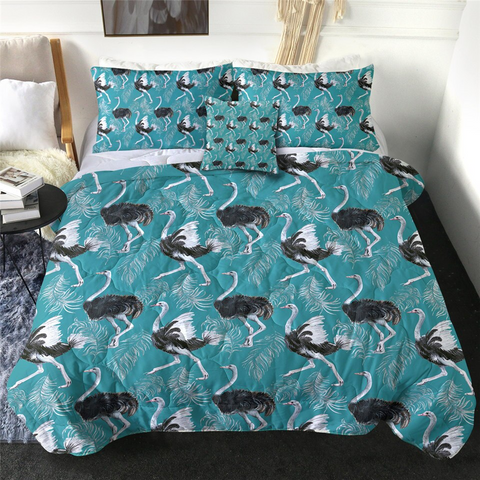 Image of 4 Pieces Ostric Teal Comforter Set - Beddingify
