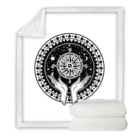 Image of Witchcraft Hand And Compass Soft Sherpa Blanket