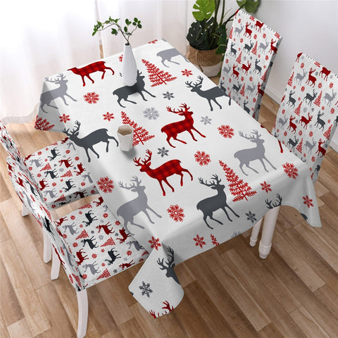 Image of Elk Tablecloth Red and Grey Waterproof Table Cloth